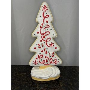 14" Peppermint Gingerbread Frosted Christmas Tree Decor
